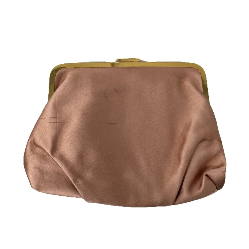 J Crew Frame Clutch In‎ Satin Purse Dusty Pink Evening Event Party Wedding NWT